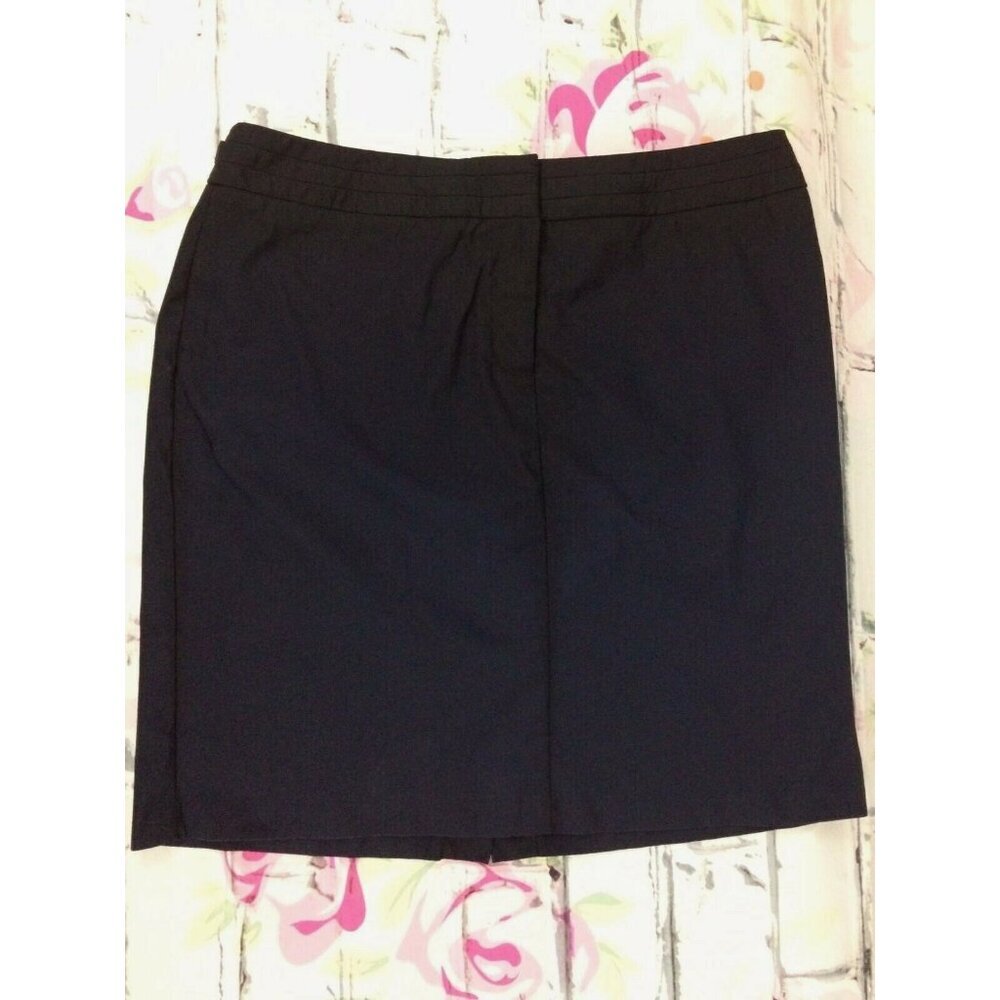 New York & Company Womens Skirt Navy Sz 12 Back Split Waist Buckles Office Core - Picture 2 of 7